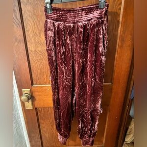 Crushed velvet Anthropologie joggers